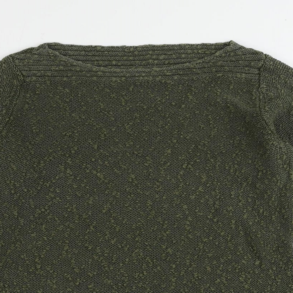 BHS Womens Green Boat Neck Ramie Pullover Jumper Size 12