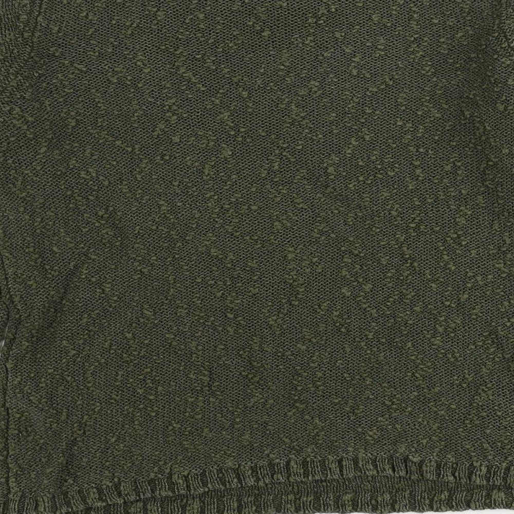 BHS Womens Green Boat Neck Ramie Pullover Jumper Size 12