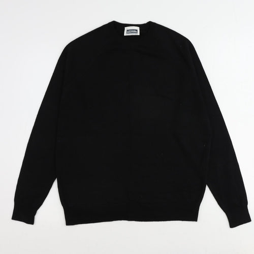 Courtaulds Mens Black Round Neck Acrylic Pullover Jumper Size L Long Sleeve