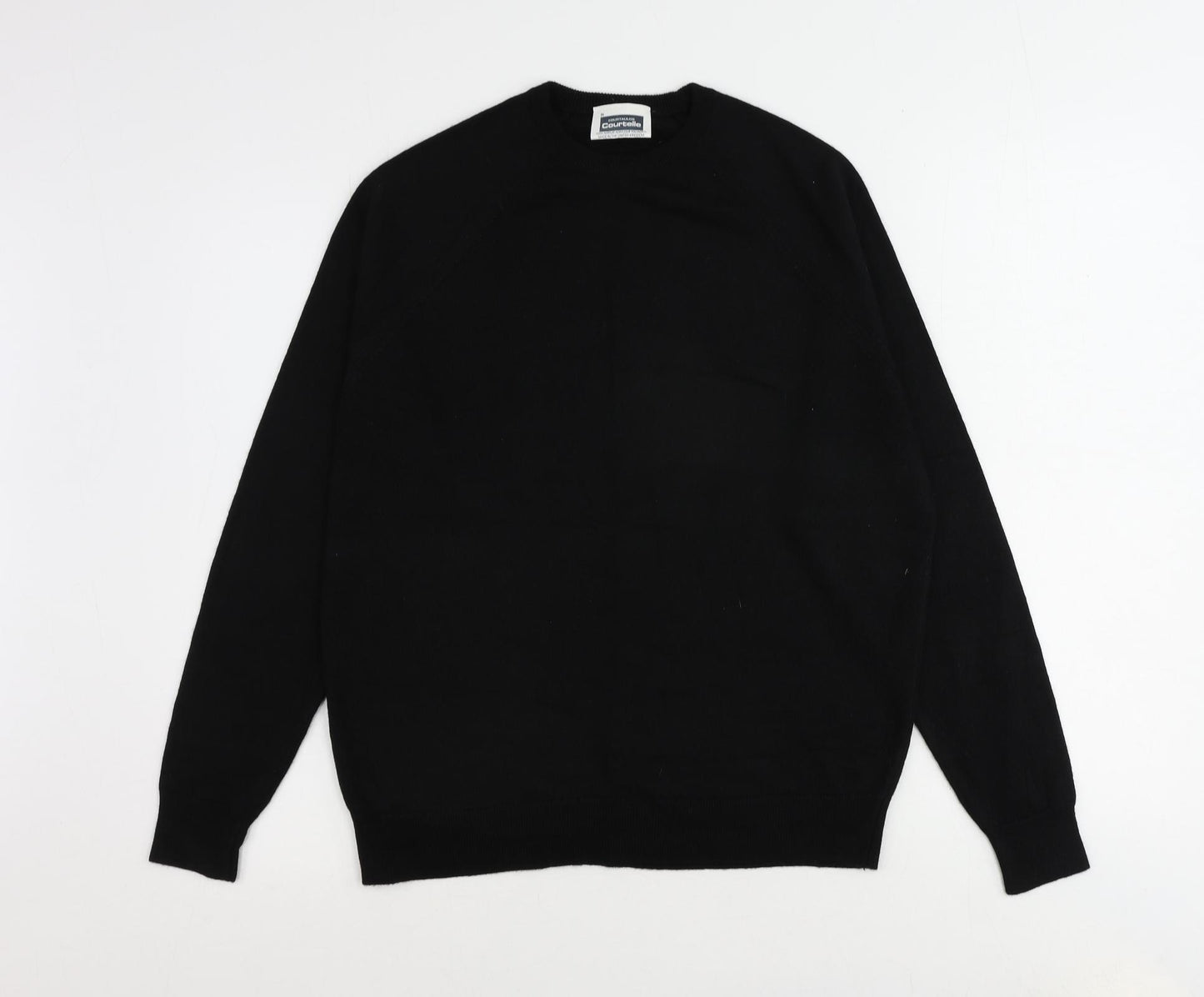 Courtaulds Mens Black Round Neck Acrylic Pullover Jumper Size L Long Sleeve