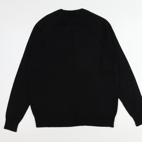 Courtaulds Mens Black Round Neck Acrylic Pullover Jumper Size L Long Sleeve