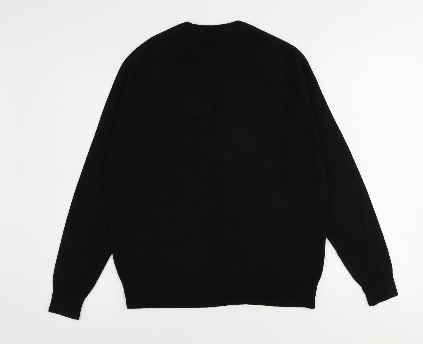 Courtaulds Mens Black Round Neck Acrylic Pullover Jumper Size L Long Sleeve