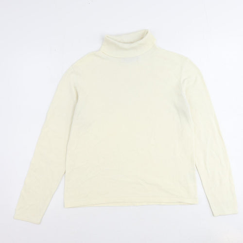 Lands' End Womens Ivory Roll Neck Acrylic Pullover Jumper Size 6 - Size 6-8