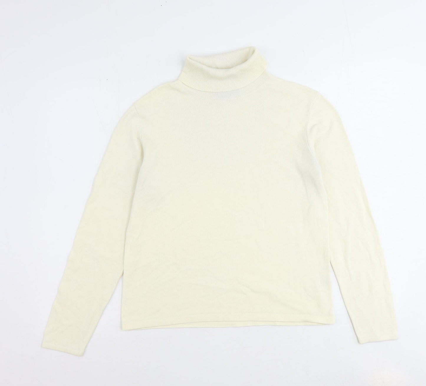 Lands' End Womens Ivory Roll Neck Acrylic Pullover Jumper Size 6 - Size 6-8