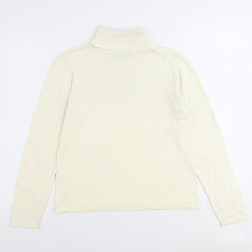 Lands' End Womens Ivory Roll Neck Acrylic Pullover Jumper Size 6 - Size 6-8