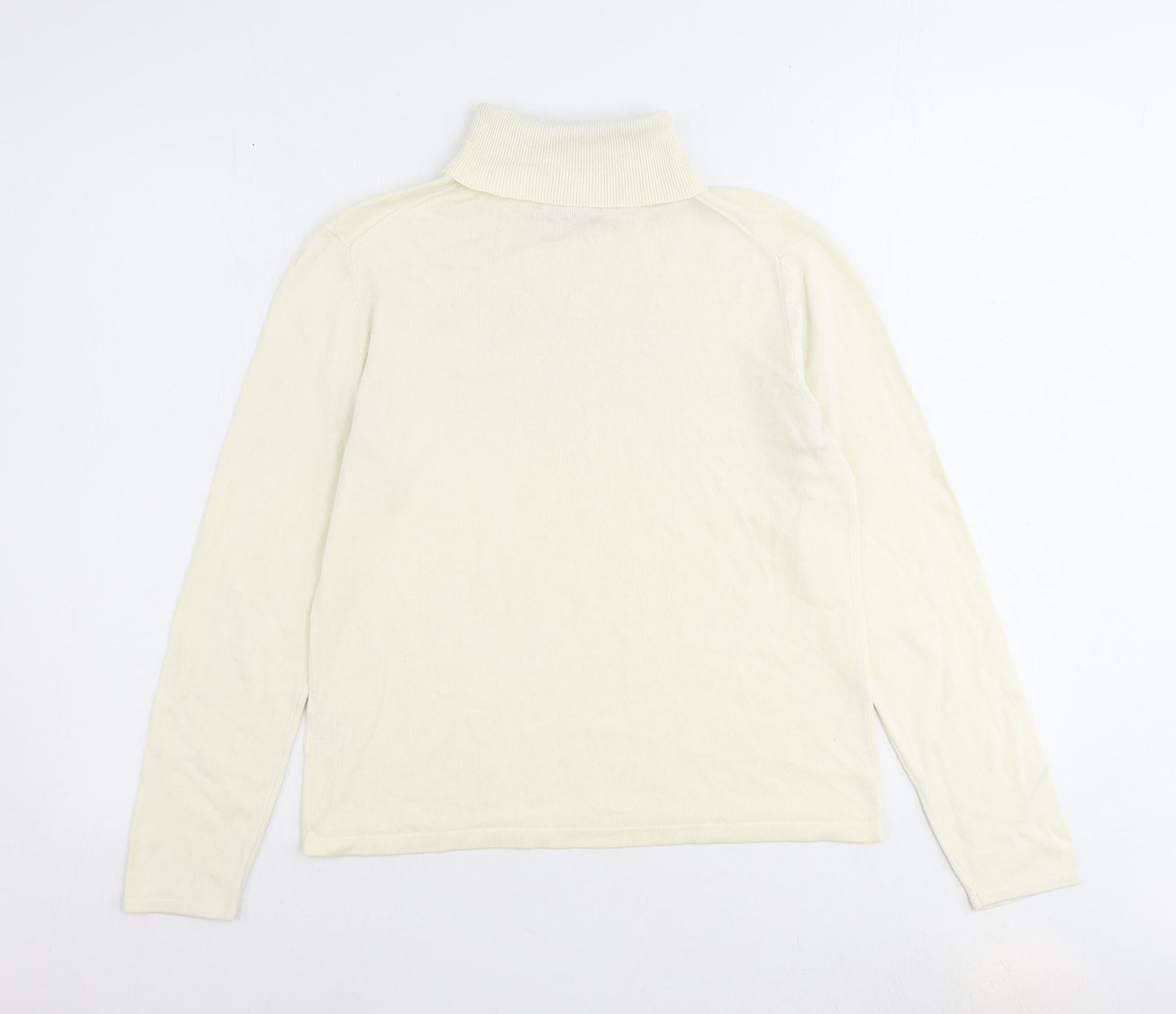 Lands' End Womens Ivory Roll Neck Acrylic Pullover Jumper Size 6 - Size 6-8