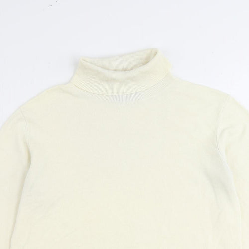 Lands' End Womens Ivory Roll Neck Acrylic Pullover Jumper Size 6 - Size 6-8