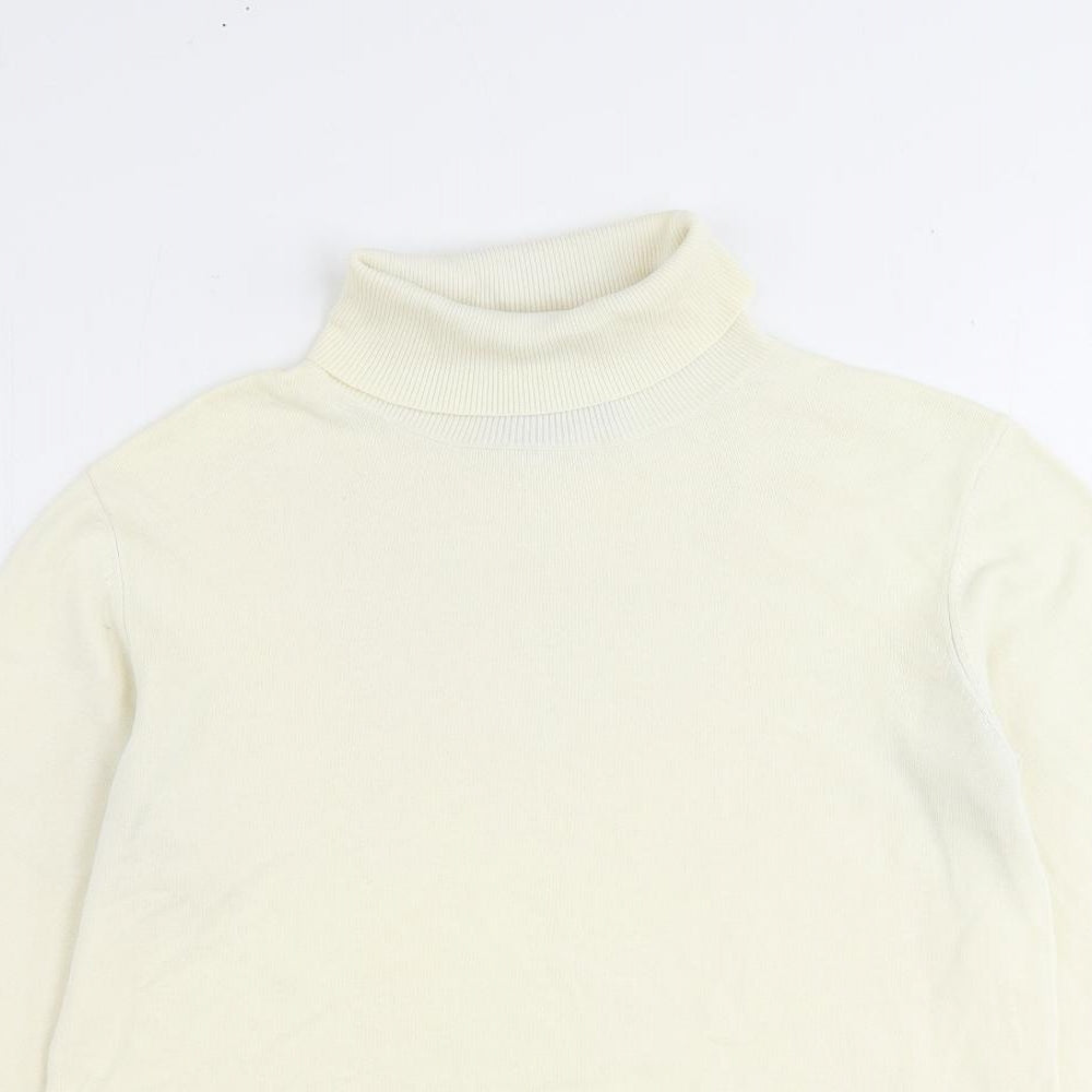 Lands' End Womens Ivory Roll Neck Acrylic Pullover Jumper Size 6 - Size 6-8