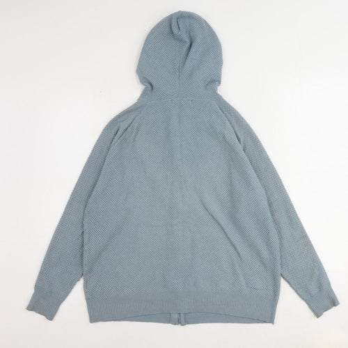 Marks and Spencer Womens Blue Round Neck Viscose Full Zip Jumper Size M