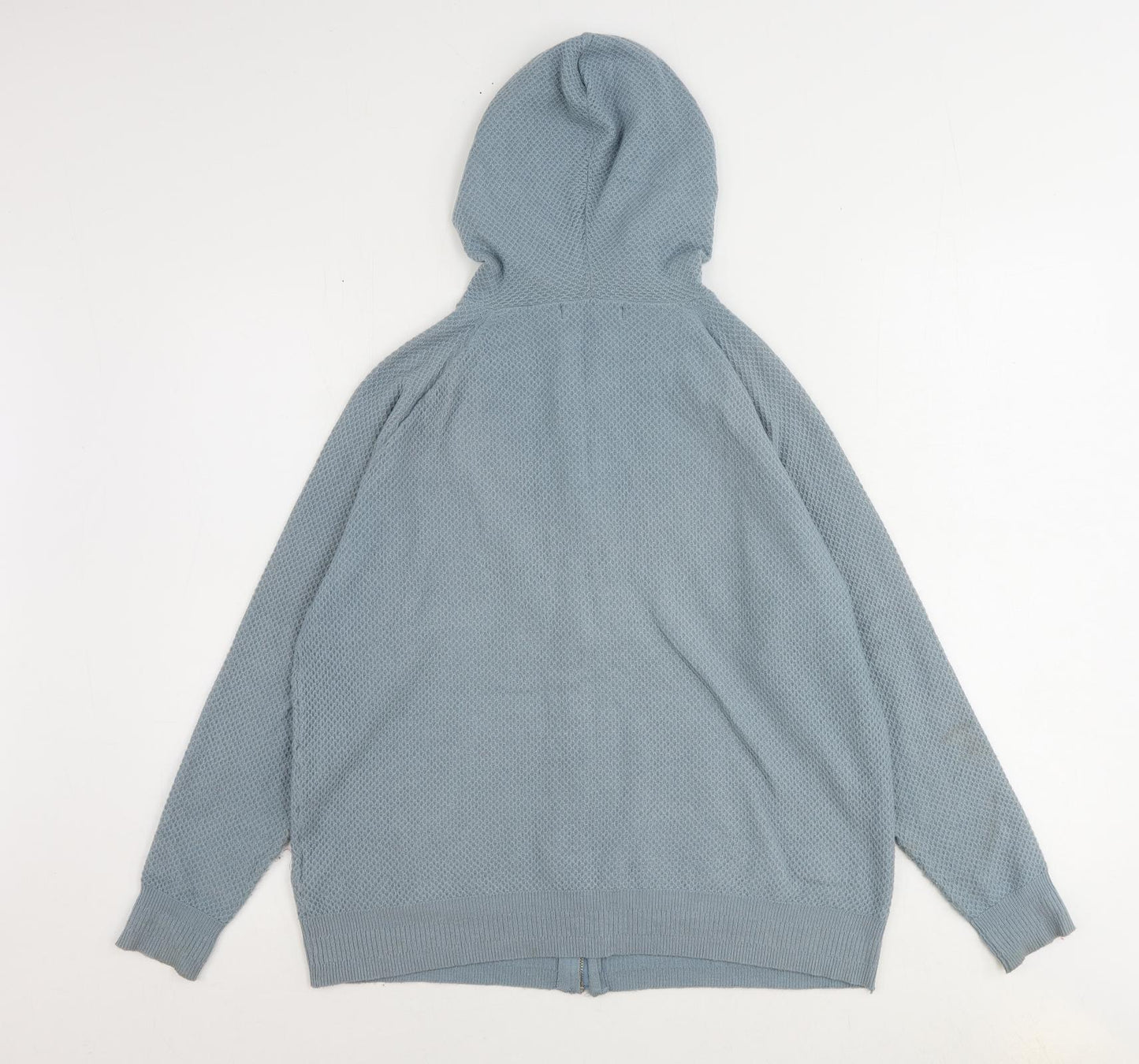 Marks and Spencer Womens Blue Round Neck Viscose Full Zip Jumper Size M