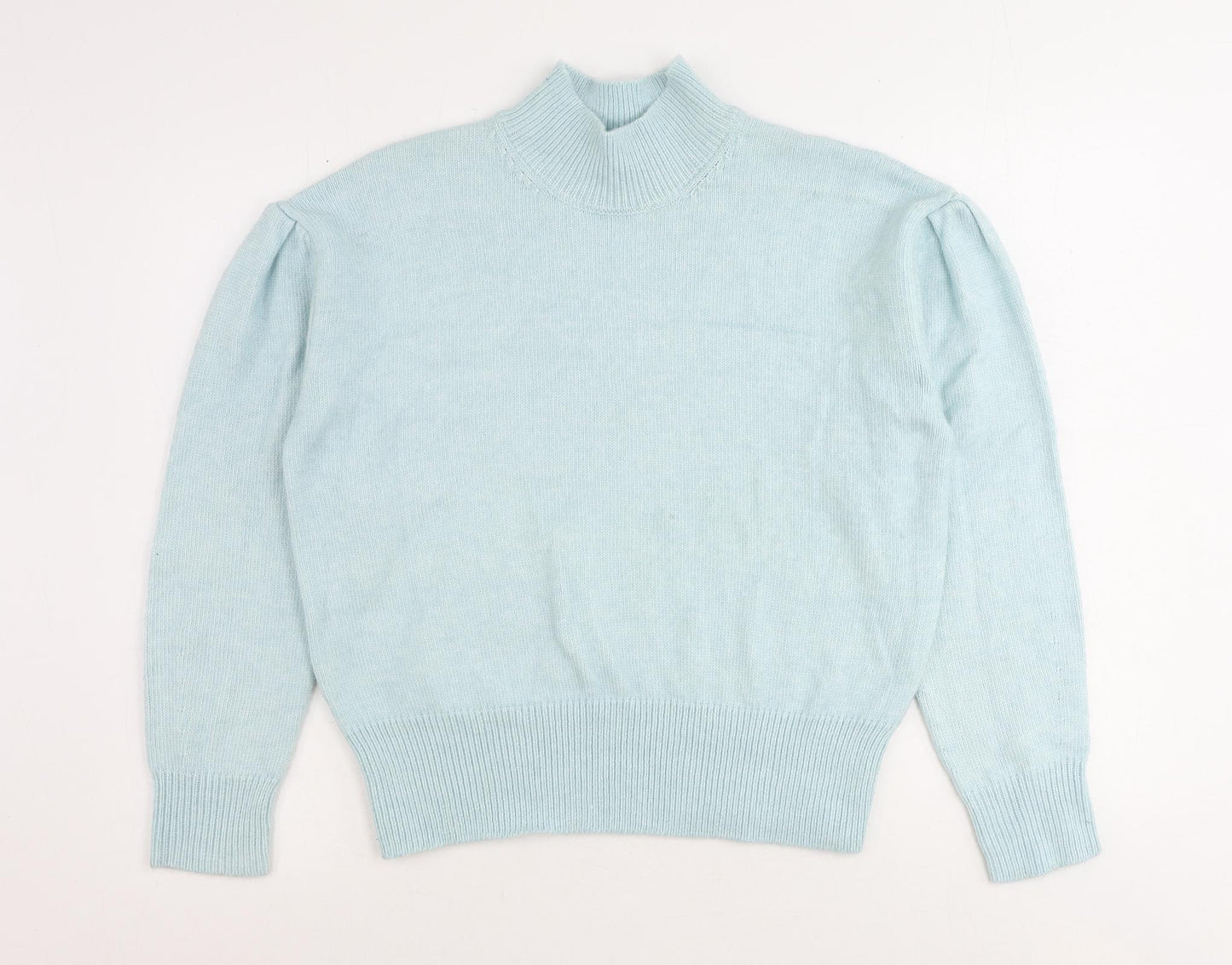 Marks and Spencer Womens Blue High Neck Acrylic Pullover Jumper Size M