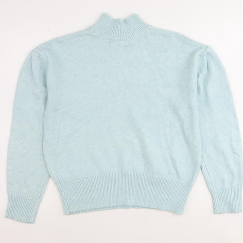 Marks and Spencer Womens Blue High Neck Acrylic Pullover Jumper Size M