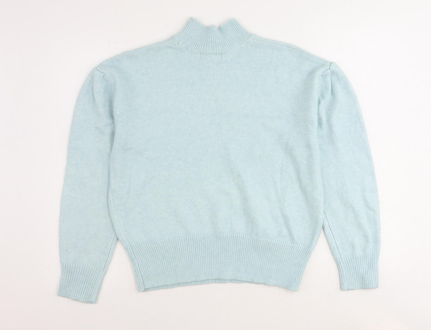 Marks and Spencer Womens Blue High Neck Acrylic Pullover Jumper Size M