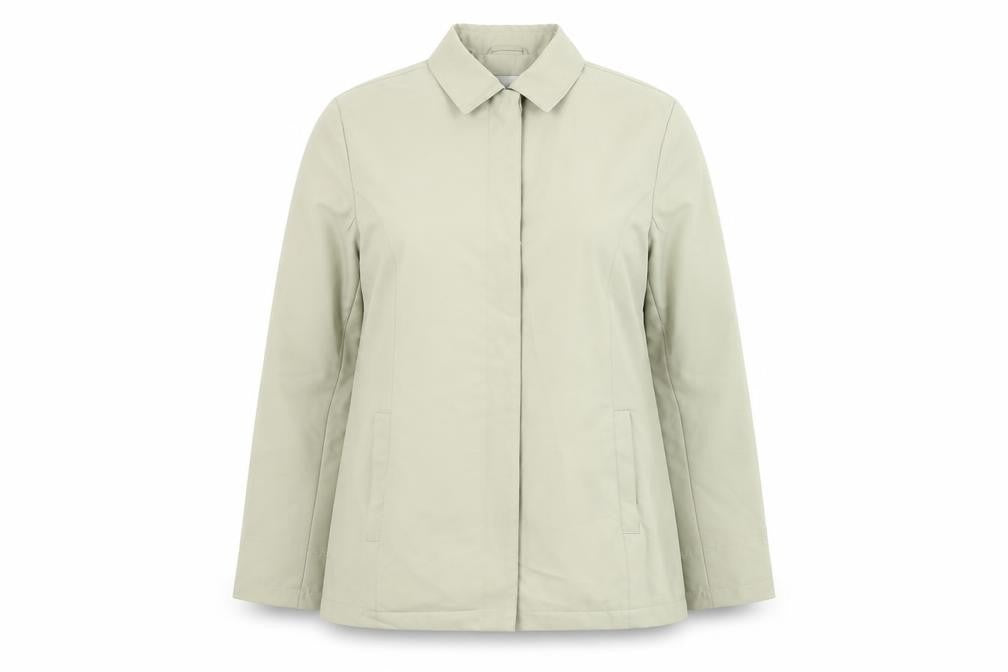 Front view of Joie de Vivre women’s beige jacket, size UK 14, zip