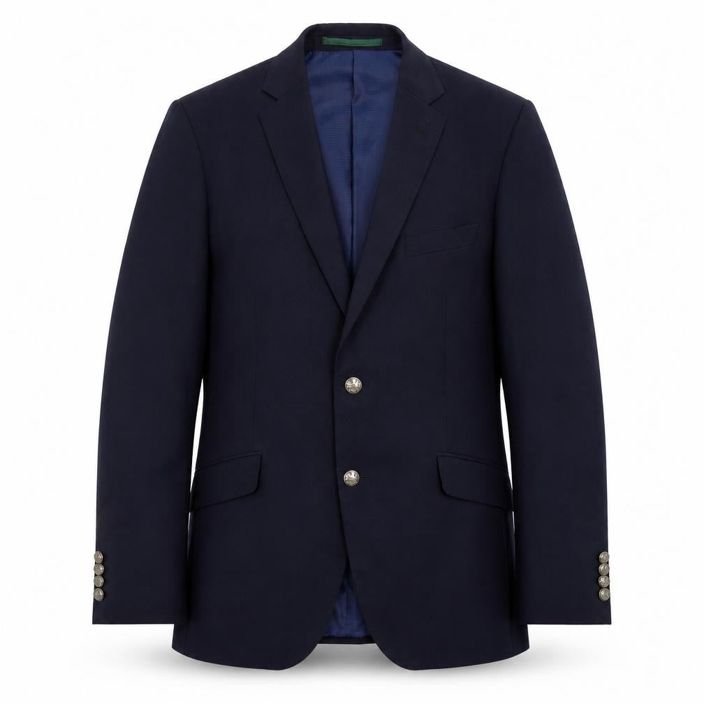 Front view of Marks & Spencer men’s blue wool jacket suit jacket, size 40, regular