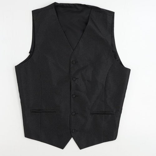 Marks and Spencer Mens Black Polyester Jacket Suit Waistcoat Size 38 Regular