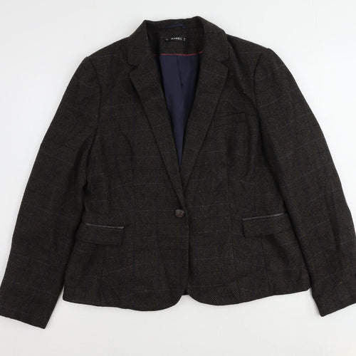 Dunnes Stores Womens Brown Plaid Polyester Jacket Suit Jacket Size 16