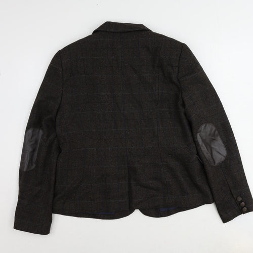Dunnes Stores Womens Brown Plaid Polyester Jacket Suit Jacket Size 16