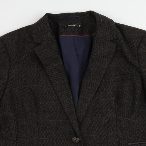 Dunnes Stores Womens Brown Plaid Polyester Jacket Suit Jacket Size 16