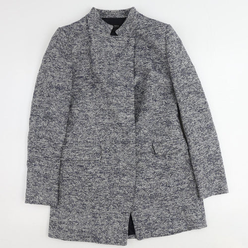 Zara Womens Blue Overcoat Coat Size L Snap