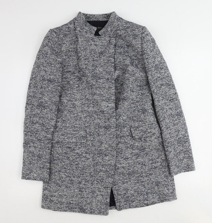 Zara Womens Blue Overcoat Coat Size L Snap
