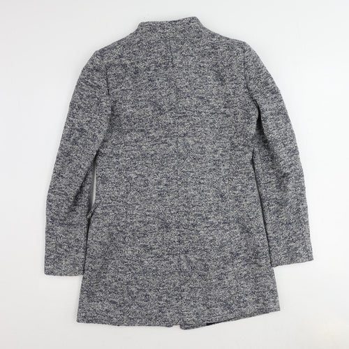 Zara Womens Blue Overcoat Coat Size L Snap