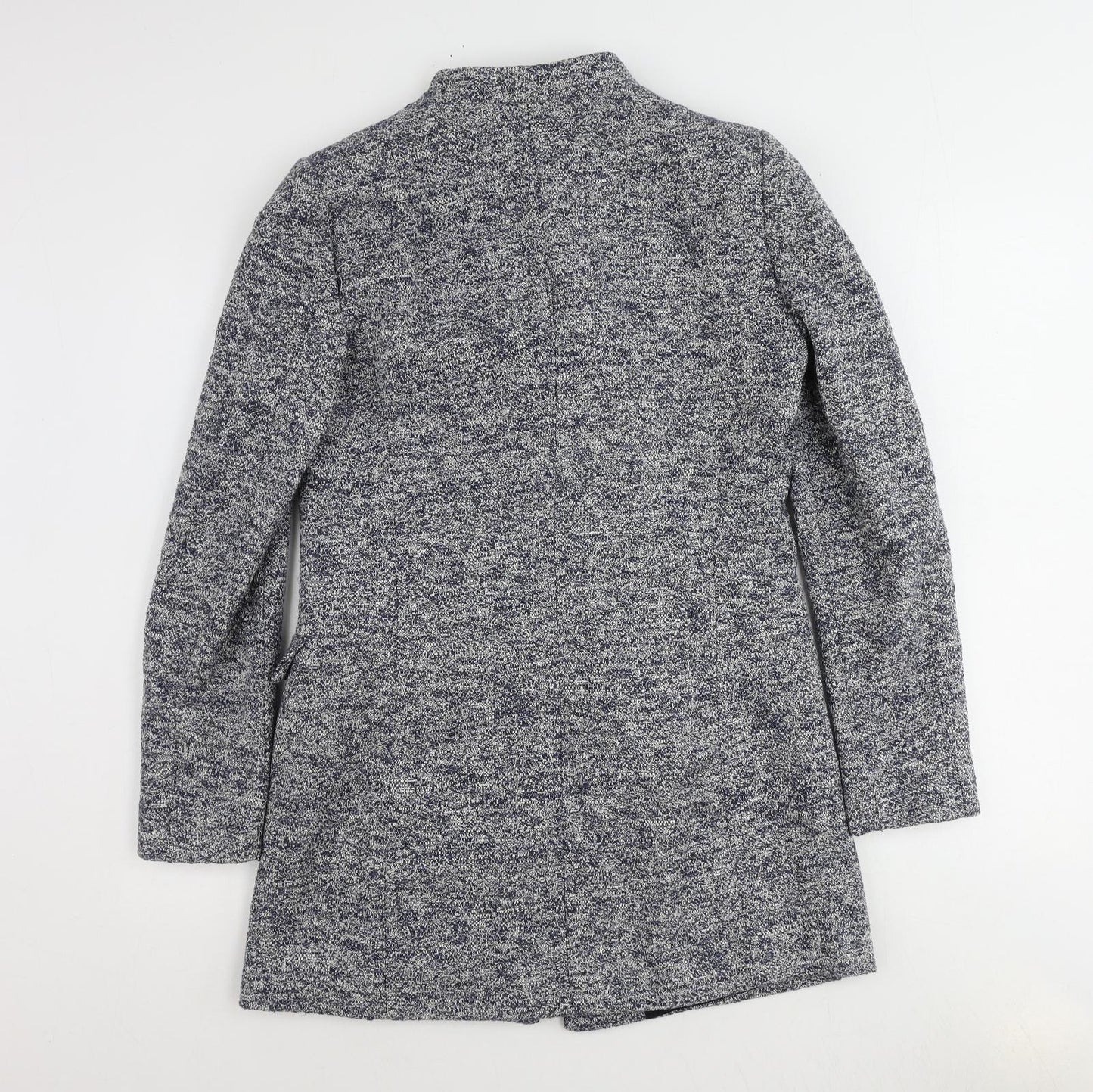 Zara Womens Blue Overcoat Coat Size L Snap