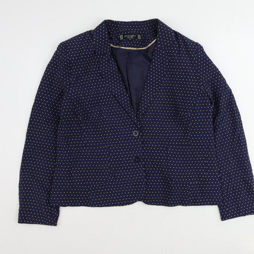Principles Womens Blue Polka Dot Jacket Blazer Size 18 Button
