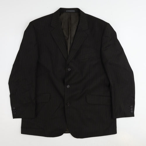 BHS Mens Brown Striped Polyester Jacket Suit Jacket Size 44 Regular