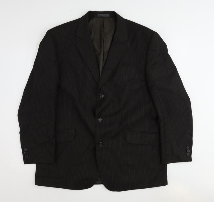 BHS Mens Brown Striped Polyester Jacket Suit Jacket Size 44 Regular