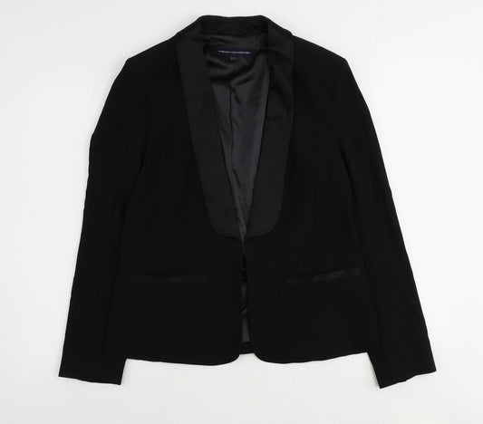 French Connection Womens Black Acetate Jacket Suit Jacket Size 12