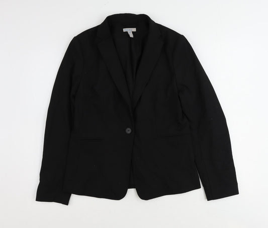 H&M Womens Black Polyester Jacket Blazer Size 12