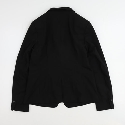 H&M Womens Black Polyester Jacket Blazer Size 12