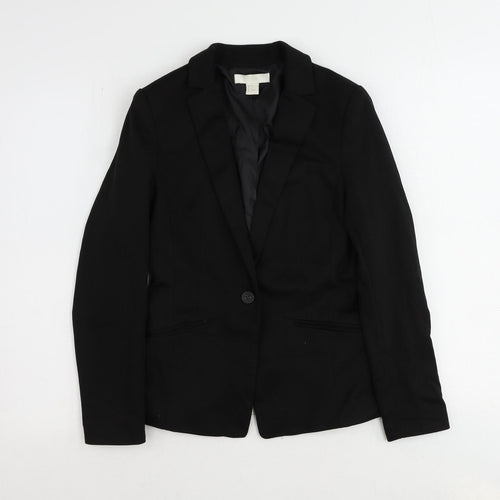 H&M Womens Black Polyester Jacket Blazer Size 6