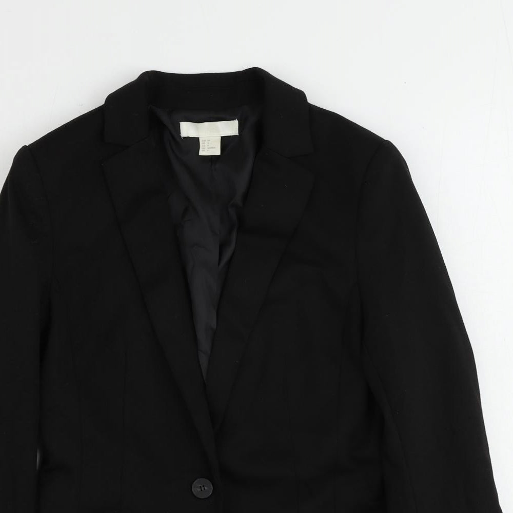 H&M Womens Black Polyester Jacket Blazer Size 6