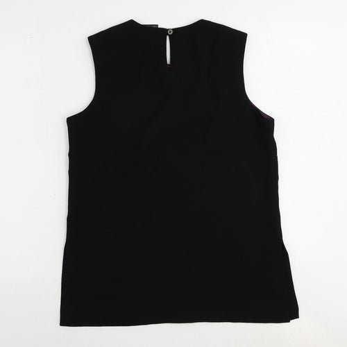 Peggy Page Womens Black Polyester Basic Blouse Size 14 Round Neck