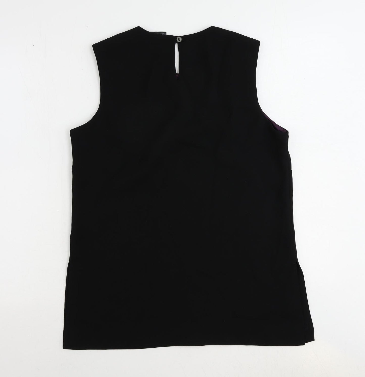 Peggy Page Womens Black Polyester Basic Blouse Size 14 Round Neck