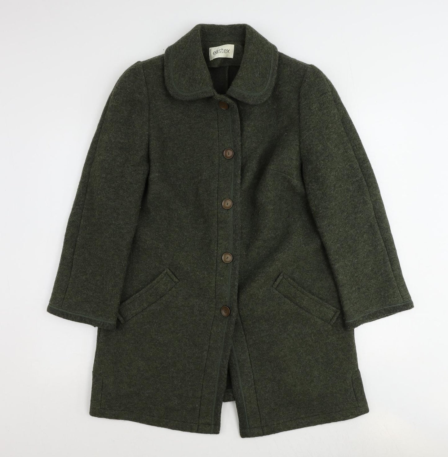 Eastex Womens Green Overcoat Coat Size 10 Button