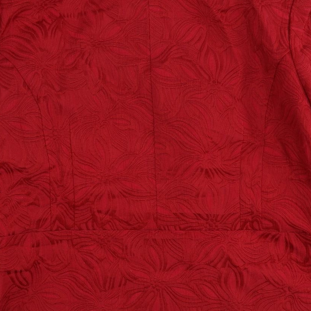 Damart Womens Red Floral Jacket Blazer Size 14 Button