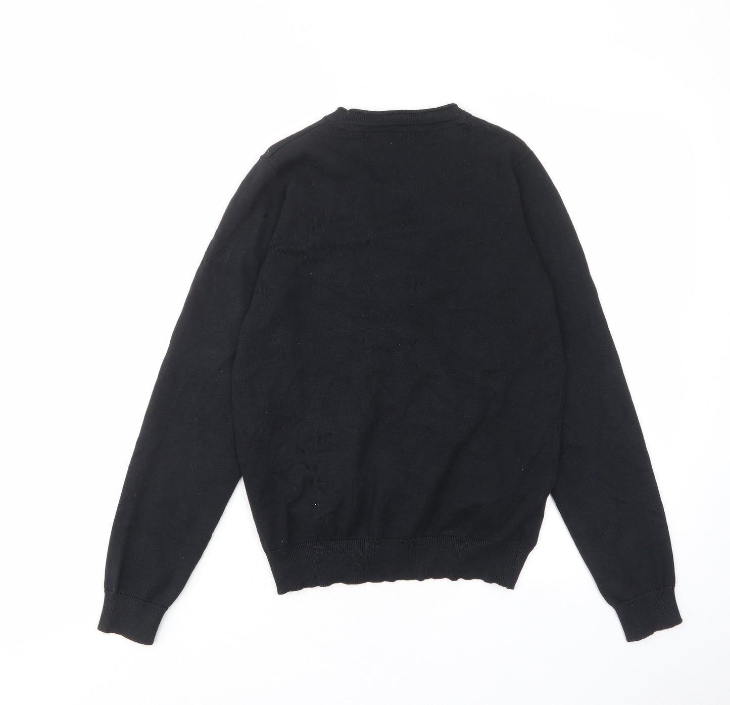 Marks and Spencer Girls Black V-Neck Cotton Cardigan Jumper Size 12-13 Years Button - Buttons