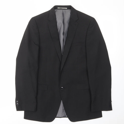 Marks and Spencer Mens Black Polyester Jacket Suit Jacket Size 38 Regular - Inside pockets
