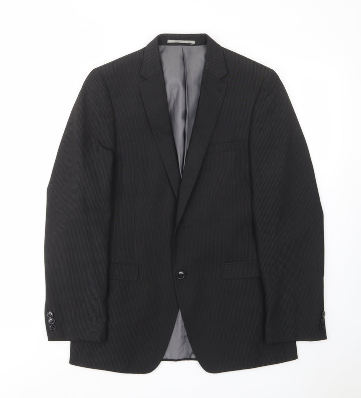 Marks and Spencer Mens Black Polyester Jacket Suit Jacket Size 38 Regular - Inside pockets