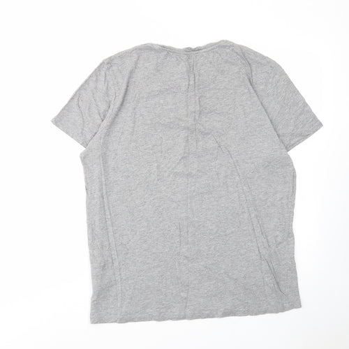 JACK & JONES Mens Grey Cotton T-Shirt Size 2XL Crew Neck - Logo, Embroided