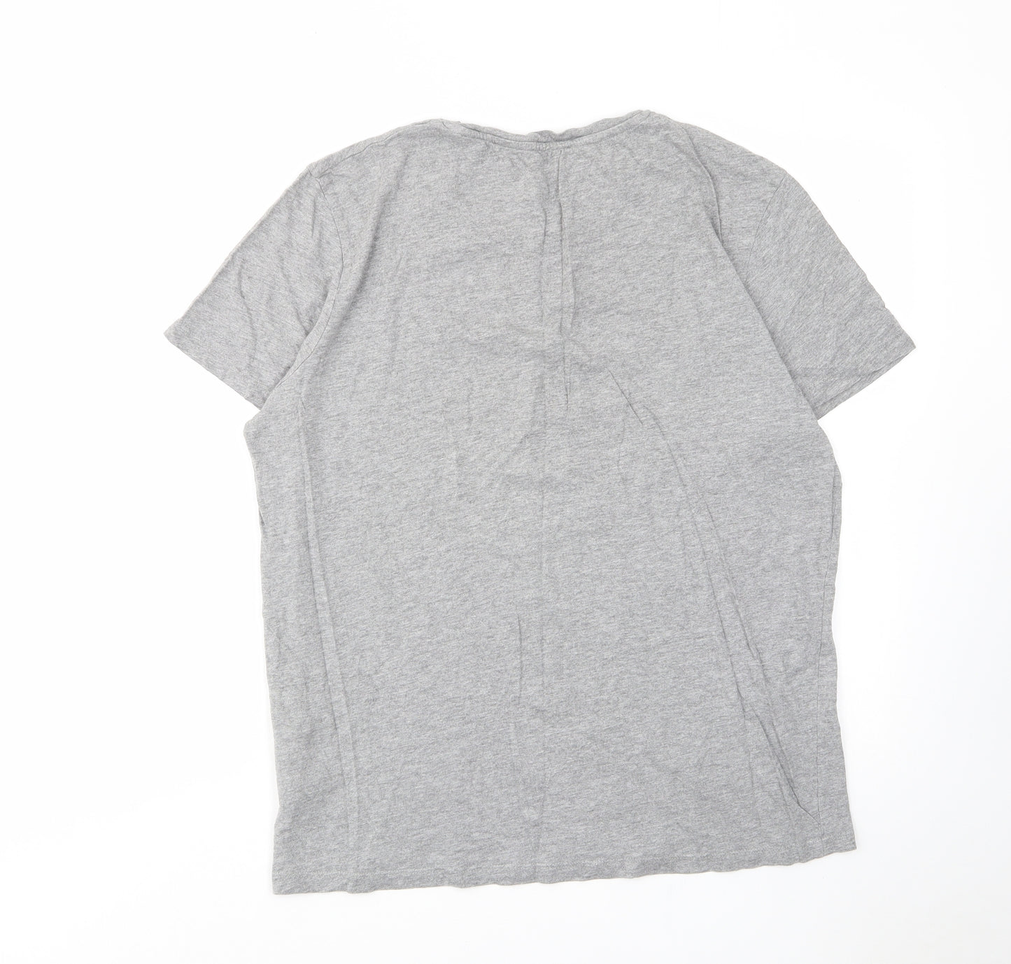JACK & JONES Mens Grey Cotton T-Shirt Size 2XL Crew Neck - Logo, Embroided