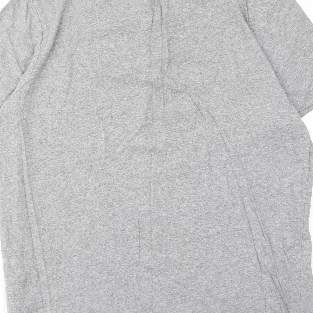 JACK & JONES Mens Grey Cotton T-Shirt Size 2XL Crew Neck - Logo, Embroided