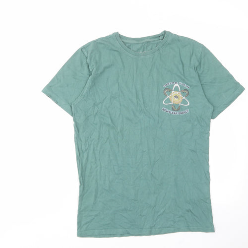 Weird Fish Mens Green Cotton T-Shirt Size S Crew Neck - Logo