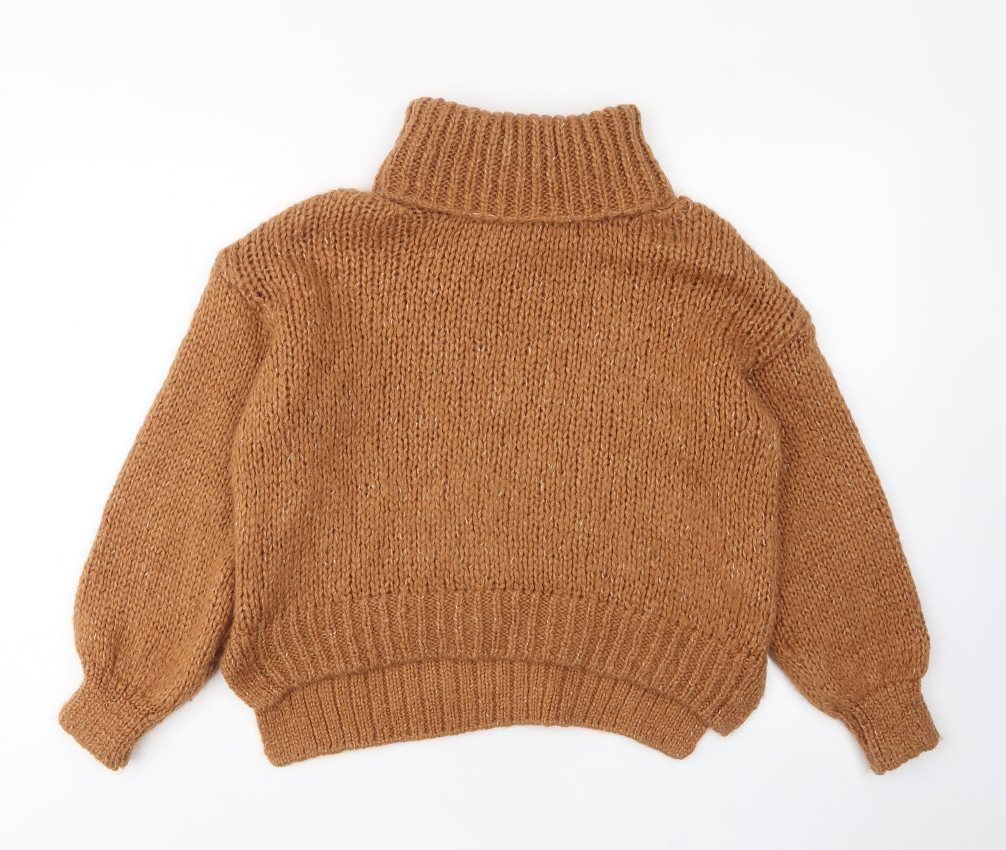 River Island Womens Brown Roll Neck Acrylic Pullover Jumper Size XS - Cropped