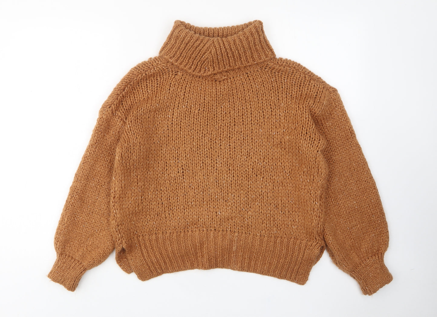 River Island Womens Brown Roll Neck Acrylic Pullover Jumper Size XS - Cropped