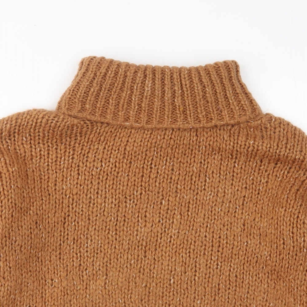 River Island Womens Brown Roll Neck Acrylic Pullover Jumper Size XS - Cropped
