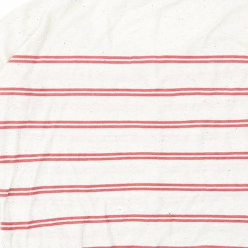 Fat Face Womens Ivory Boat Neck Striped Acrylic Cardigan Jumper Size 12 - Logo, Embroided
